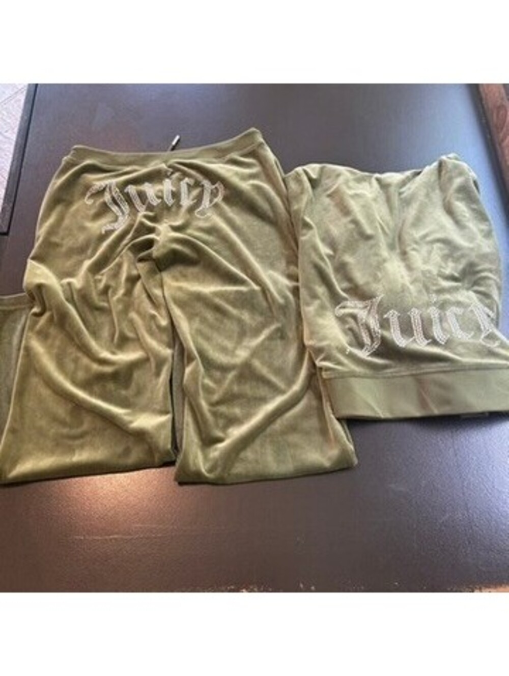 Vintage y2k Juicy Couture velour track suit olive green